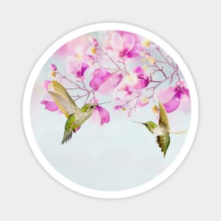 Two Hummingbirds and Magnolia Flowers Magnet